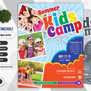 Kids Camp Flyer | Summer Camp Flyer | Summer Kids Cap, Summer Camping flyer, kids event, kids fun, summer fun | PSD | Ai | DOCX | PPTX