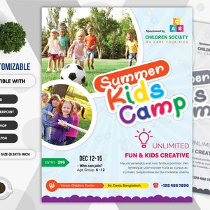 Kids Camp Flyer | Summer Camp Flyer | Summer Kids Cap, Summer Camping flyer, kids event, kids fun, summer fun | PSD | Ai | DOCX | PPTX