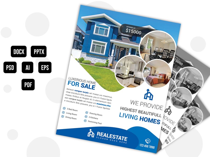 Real Estate Flyer Templates Home for Sale Flyer, Land for Sale Flyer