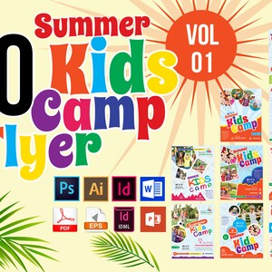 10 Kids Camp Flyer | Summer Camp Flyer | Summer Kids Cap, Summer Camping flyer, kids event, kids fun, summer fun | PSD | Ai | DOCX | PPTX