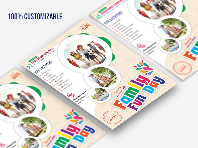 Family Fun Day Flyer, Kids Camp Summer Festival (PSD, Ai, EPS, Ms WORD ...