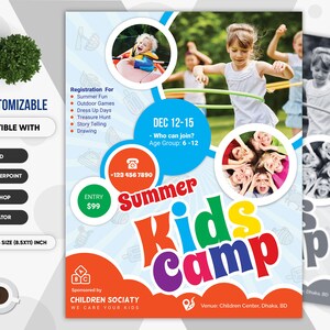 Kids Camp Flyer | Summer Camp Flyer | Summer Kids Cap, Summer Camping flyer, kids event, kids fun, summer fun | PSD | Ai | DOCX | PPTX
