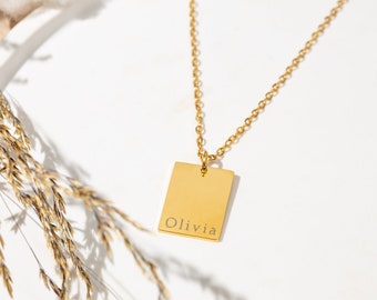 Dainty Nameplate Necklace - Custom 14K Gold Name Necklace for Girlfriend, Bridesmaid, Bride, Mom | Anniversary Gift