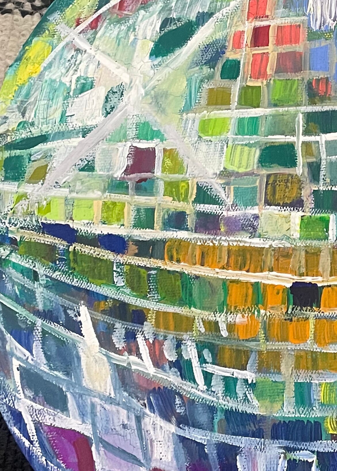 Disco Ball Canvas Paintingmaximalistcolorful Etsy