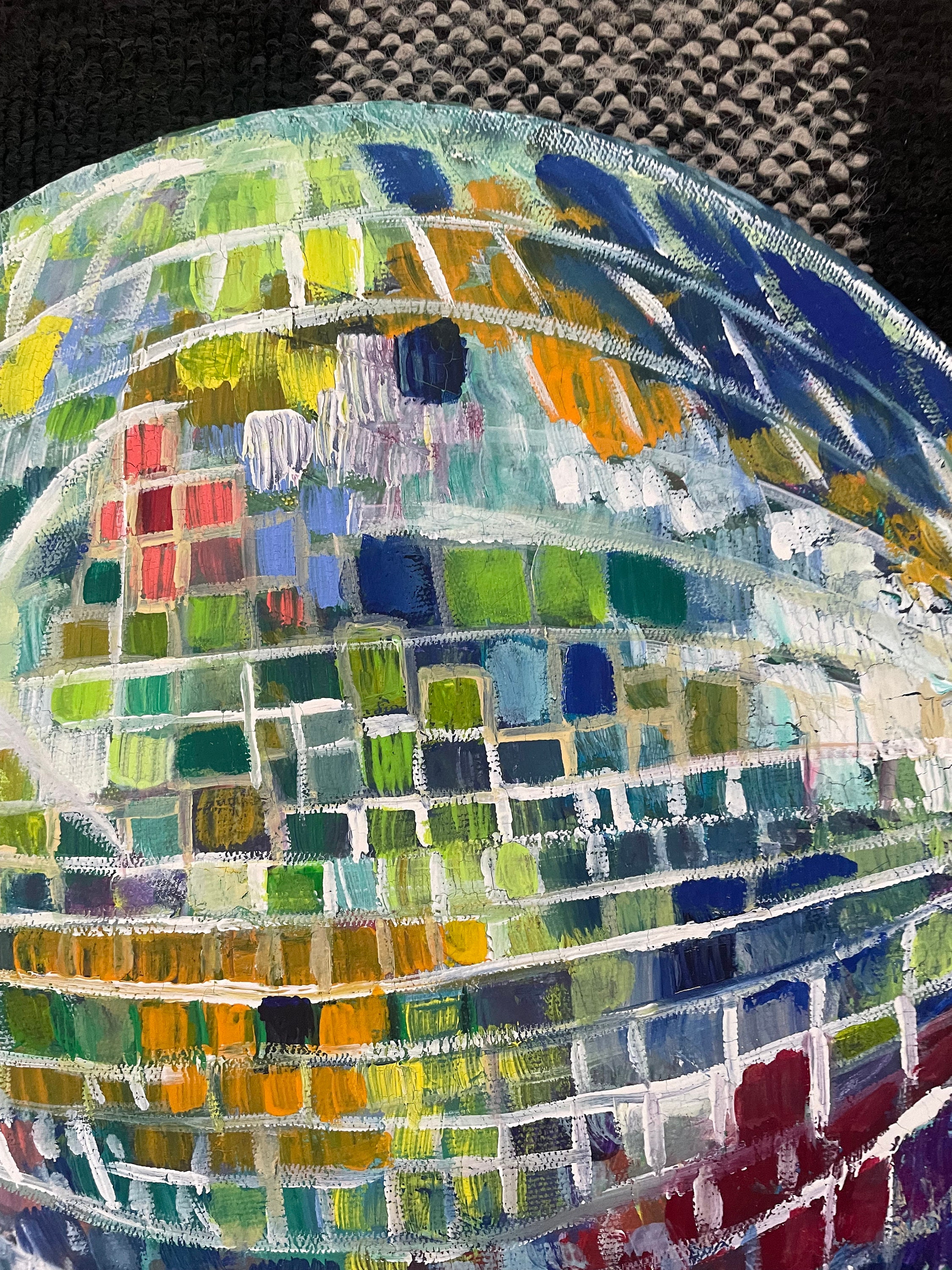 Disco Ball Canvas Paintingmaximalistcolorful Etsy