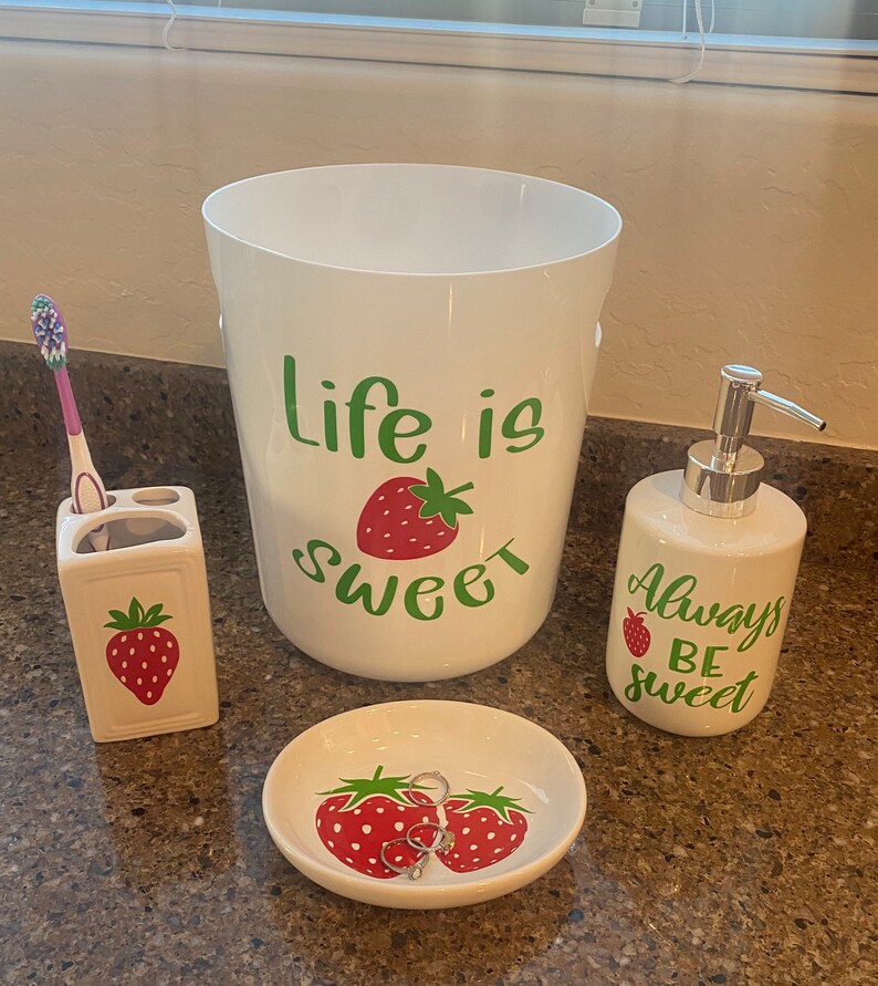 Strawberry Themed Bathroom Decor Etsy