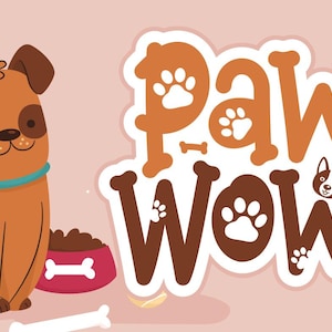 Paw Wow-lettertype, Dogs-lettertype | SVG, DXF, OTF, ttf | lettertypen planten zich voort, lettertypen cricut, lettertypen downloaden, lettertypen commercieel gebruik, honden svg, hondenlogo