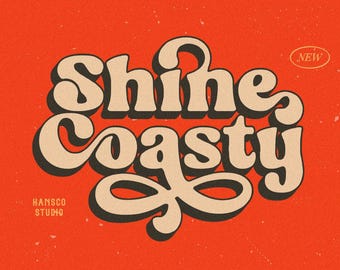 Shine Coasty fonts, Retro Groovy Fonts | SVG, DXF, OTF, ttf | fonts vintage, fonts cricut, fonts vintage serif, retro 60s font, fonts retro