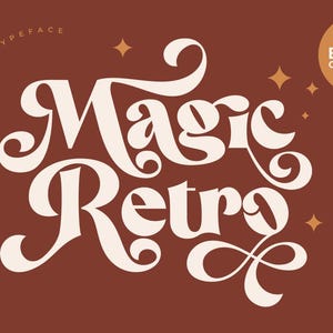 Magisch retro-lettertype | SVG, OTF, DXF, lettertypen cricut | retro lettertypen | lettertypen planten zich voort | lettertypen voor logo | lettertypen ttf, vintage, swirls, commercieel gebruik