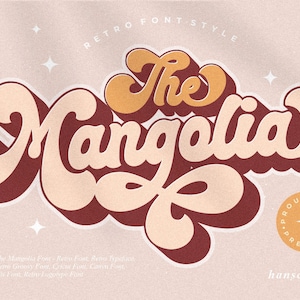 Mangolia Retro Font, Vintage Font, Retro Fonts, Cricut Font, Silhouette font, Modern Font, Procreate Fonts, Canva font, 70s font, 80s font