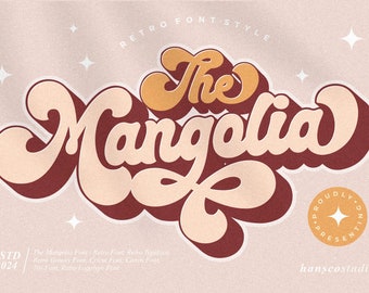 Mangolia Retro Font, Vintage Font, Retro Fonts, Cricut Font, Silhouette font, Modern Font, Procreate Fonts, Canva font, 70s font, 80s font