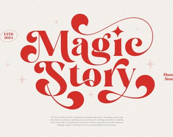 Magic Story Font, OTF, TTF Font, Retro Fonts, Cricut Font, Silhouette font, Serif Font, Procreate Fonts, Canva font, 70s font, 80s font