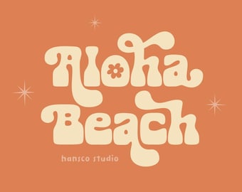 Aloha Beach font, Retro Font | SVG, DXF, OTF, ttf | fonts vintage, fonts cricut, fonts vintage serif, retro 60s font, fonts groovy, 80s font