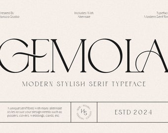 Gemola Font, OTF TTF Font, Elegant Font, Wedding Font, Invitation Font, Awesome Font, Canva Font, Cricut Font, Modern Font, Classy Font