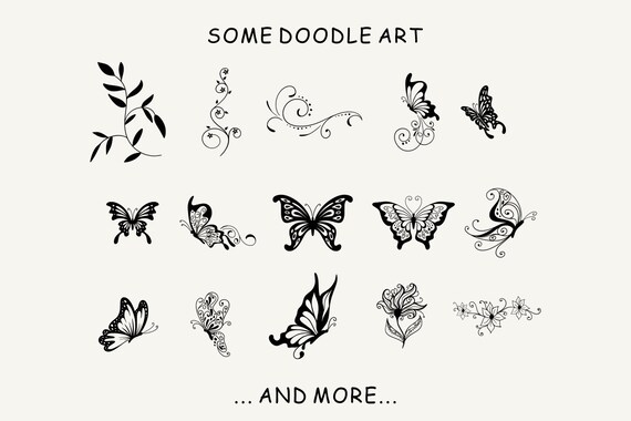 eps DXF butterfly font fonts procreate OTF font with tails butterfly ...