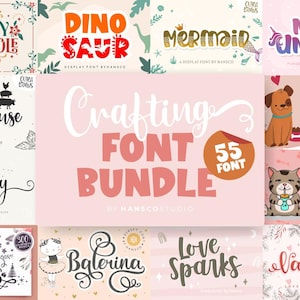 Pacote de fontes Crafty, pacote de fontes fofas, fonte de script moderna, fonte Procreate, fonte Silhouette, pacote de fontes Cricut, fonte cursiva, pacote de fontes grandes