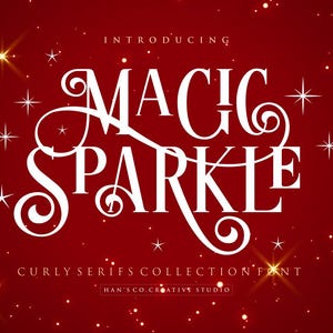 Magic Sparkle Schriftart, Curly Schriftarten, Ausgefallene Schriftarten, Cursive Schriftart | SVG, DXF, OTF, ttf | Schriften procreate, Cricut, Schriften wirbelt, Schriften mit Schwanz