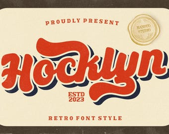 Hocklyn Font, Vintage Font, Retro Font, Playful Font, Hipster Font, Modern Vintage Font, groovy font, curly font, 70s font, 80s font