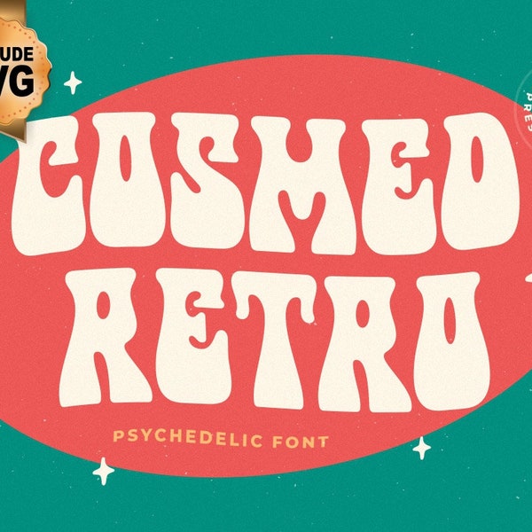 Cosmed Retro Font, Psychedelic Font | SVG, OTF, TTF | Retro Groovy Font, Vintage Font, Procreate Font, Cricut Font, Canva Font, 60s Font