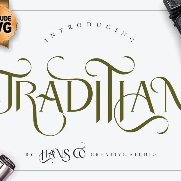 Traditian Font, Vintage Font, Classy Serif Font, Swash Font | SVG, DXF, OTF, ttf | fonts procreate, fonts cricut, fonts download