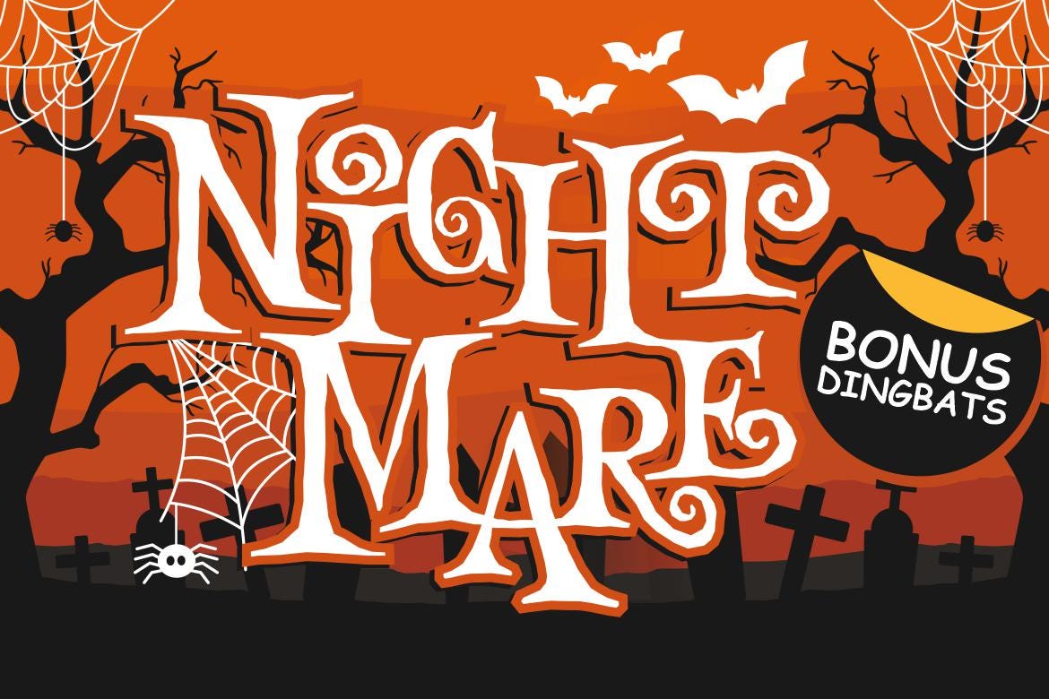Nightmare Font, Horror Font, Creepy Font | SVG, DXF, OTF, ttf | fonts procreate, fonts cricut, fonts scary, fonts commercial use, Curly font