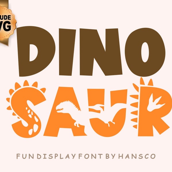 Dinosaur Font | SVG, DXF, OTF, ttf | fonts procreate, fonts cricut, fonts download, fonts commercial use, Dinosaur svg fonts, eps, vector