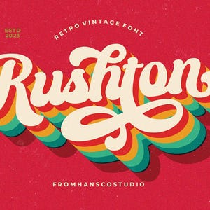 Rushton Font, Vintage Font, Retro Fonts, Cricut Font, Silhouette font, Modern Font, Procreate Fonts, Canva font, 70s font, 80s font