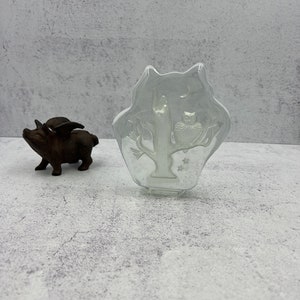 Clear Glass Owl in Tree paperweight decor