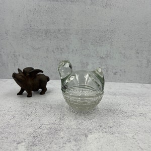 Anchor Hocking 1930s clear glass Hen on Nest