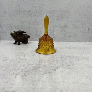 Vintage Fenton Colonial Amber Hobnail Glass Bell