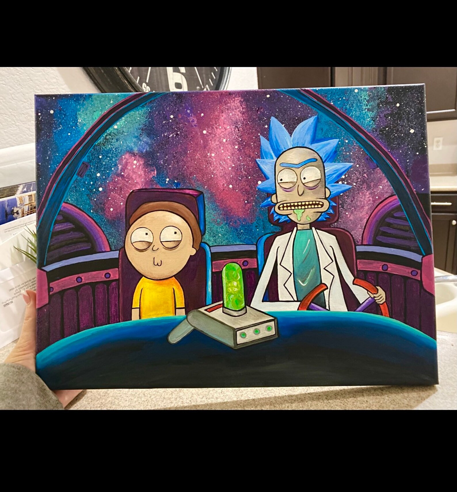 ORIGINAL Rick and Morty spaceship galaxy acrylic on canvas | Etsy
