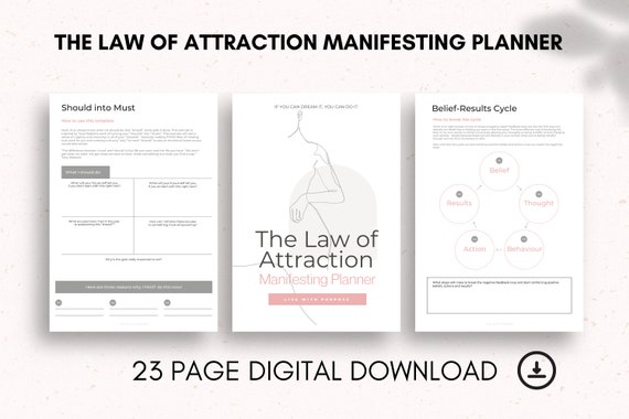 The Law Of Attraction Manifesting Planner| Success Planner| Building Habits| Comfort Zone Worksheets| Building Habits