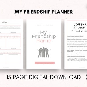 Friendship Planner | Friendship Journal Worksheets | Successful Friendship Workbook