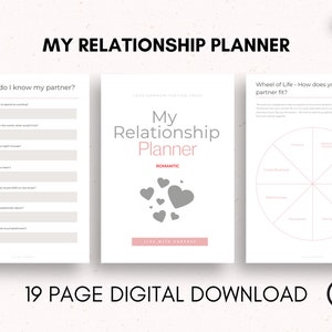 Relationship Planner | Couples Counselling Journal | Romantic Relationship Worksheets | Couples Therapy