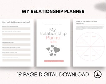 Relationship Planner | Couples Counselling Journal | Romantic Relationship Worksheets | Couples Therapy