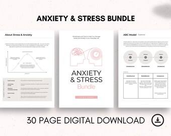 Cartella di lavoro sull'ansia/Fogli di lavoro stampabili sull'ansia/Modello di abilità per affrontare l'ansia