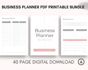 Business Planner Printable PDF Bundle | Business plan, Target audience, Marketing plan, Start-up costs, Side Hustle , Branding worksheets.