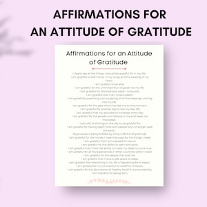 Affirmaties voor een houding van dankbaarheid | Dagelijkse Affirmaties | A4 PDF digitale download