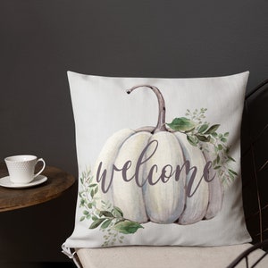 Decorative Pillow, Pumpkin Pillow, Fall Pillow, Fall Decor, Welcome, Throw Pillow, Farmhouse Pillow, Pillow Cover w/ Insert, Double-Sided