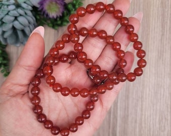 8mm Carnelian Bead Bracelet: Stretchy Crystal Jewelry, Spiritual Gift