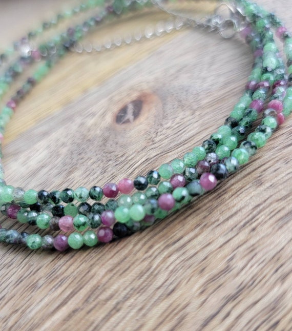 Ruby in Zoisite Chain Necklace: Faceted Crystal B… - image 4