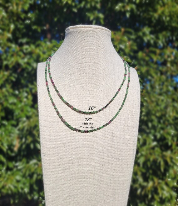 Ruby in Zoisite Chain Necklace: Faceted Crystal B… - image 3