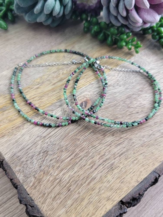 Ruby in Zoisite Chain Necklace: Faceted Crystal B… - image 9
