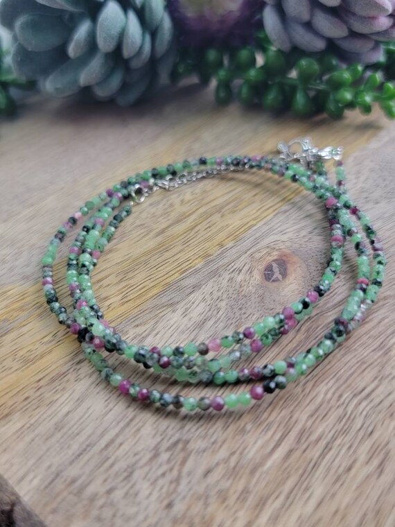 Ruby in Zoisite Chain Necklace: Faceted Crystal B… - image 6