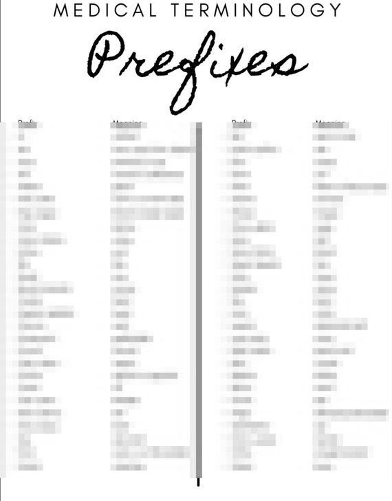 Printable Medical Terminology List Pdf Medical Prefixes And 44 OFF