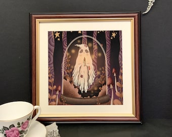 20CM x 20CM fine art print | " ghost in dome" | spooky ghost | autumn | cottage core | creepy cute ghost