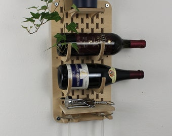 Perforated Wall Organizer Wine Rack Collection Wooden Pegboard Organization  Wall Shelf