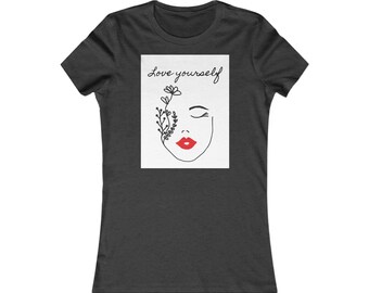 Dames T-shirt gezicht vrouw hou van jezelf