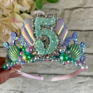Mermaid purple birthday crown,party props for girls,birthday gifts for girls,mermaid tiara,mermaid crown,mermaid party
