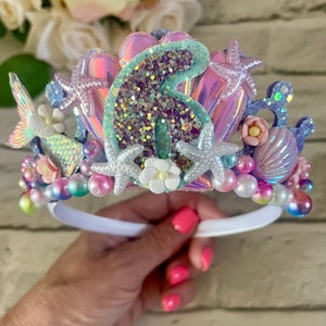 Mermaid purple birthday crown,party props for girls,birthday gifts for girls,mermaid tiara,mermaid crown,mermaid party